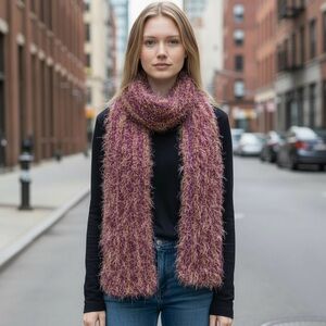 Elegant Purple and Gold‎ Knit Shaggy Scarf